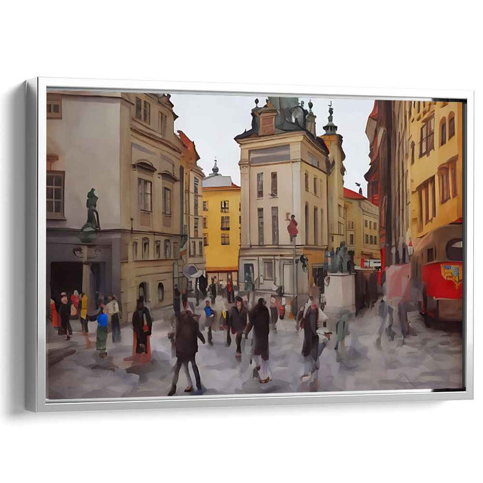 Urban Bustle: European Cityscape in Earth Tones