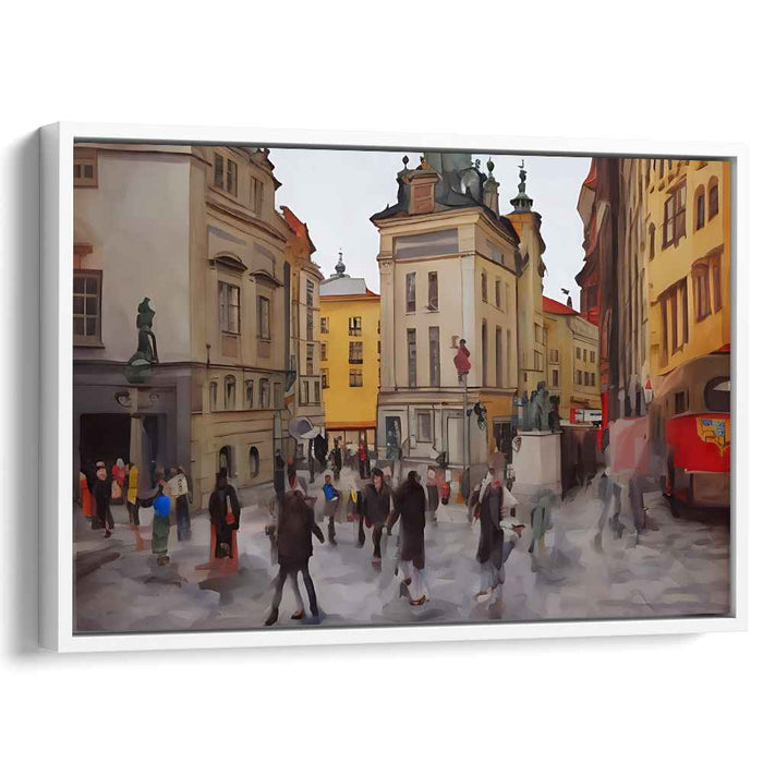 Urban Bustle: European Cityscape in Earth Tones