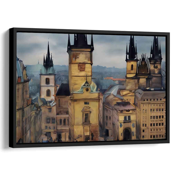 Mystical Echoes of Prague: Dreamlike Cityscape Canvas Art