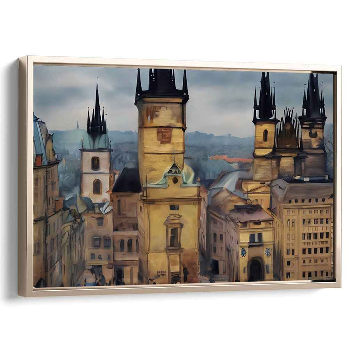 Mystical Echoes of Prague: Dreamlike Cityscape Canvas Art