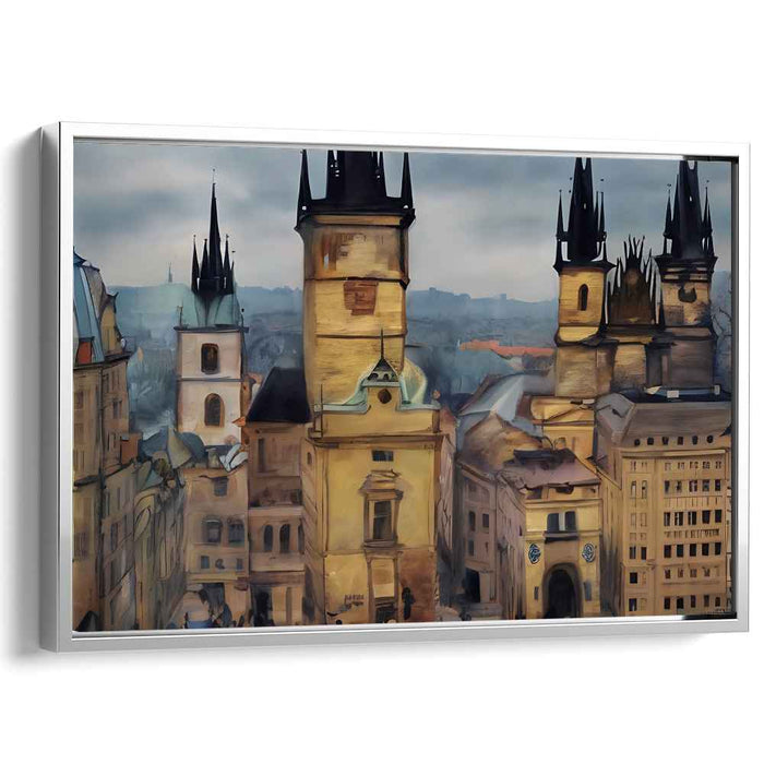 Mystical Echoes of Prague: Dreamlike Cityscape Canvas Art