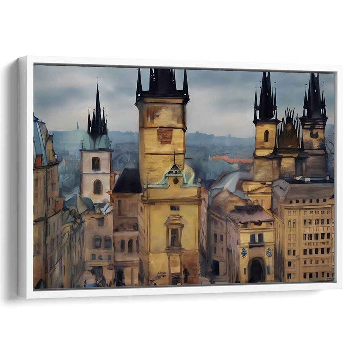 Mystical Echoes of Prague: Dreamlike Cityscape Canvas Art