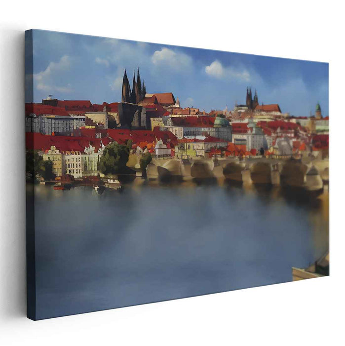 Prague Serenity: A Majestic Cityscape Canvas Art Print