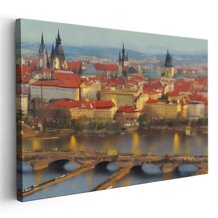 Enchanting Prague: Historic Cityscape with Charles Bridge Canvas Art Print