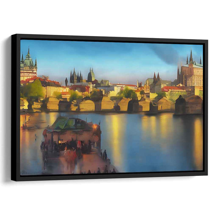 Twilight Tapestry: European Cityscape at Dusk Canvas Art Print