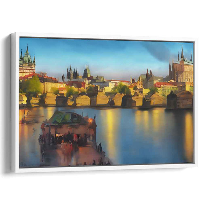 Twilight Tapestry: European Cityscape at Dusk Canvas Art Print