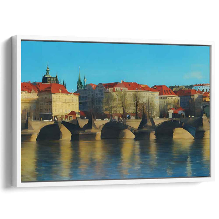 Bridge Over Euro Waters: European Cityscape with Iconic Bridge Canvas Art Print