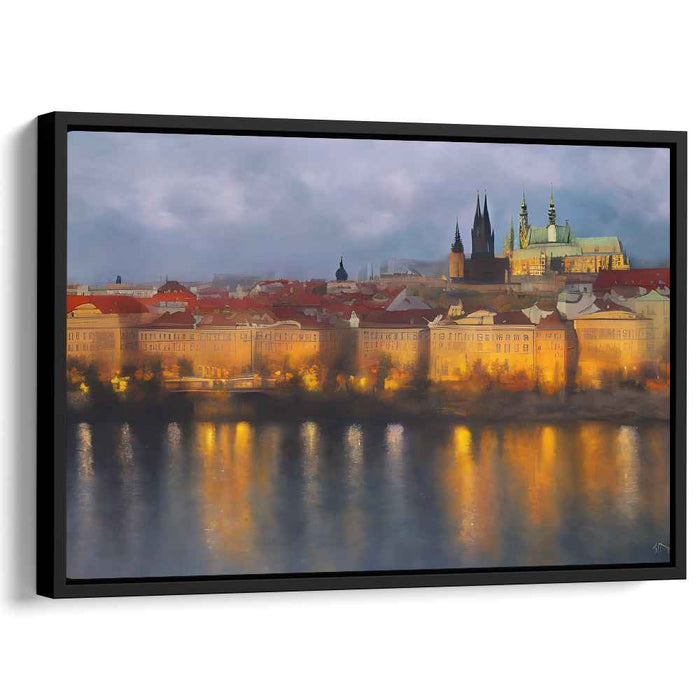 Pebble Path Melody: Enchanting European Cityscape Canvas Art Print
