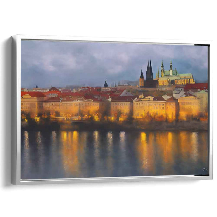 Pebble Path Melody: Enchanting European Cityscape Canvas Art Print