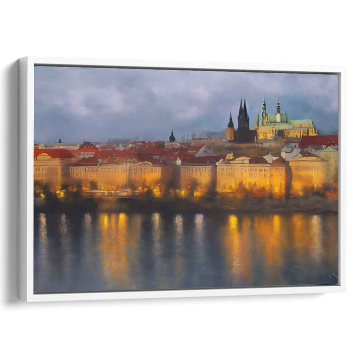 Pebble Path Melody: Enchanting European Cityscape Canvas Art Print
