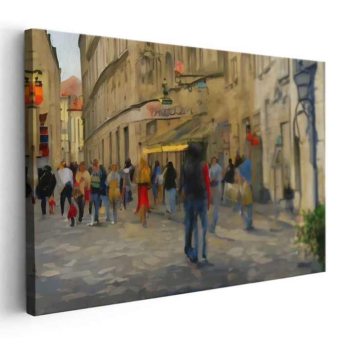 Bustling European Street: A Lively Urban Impression