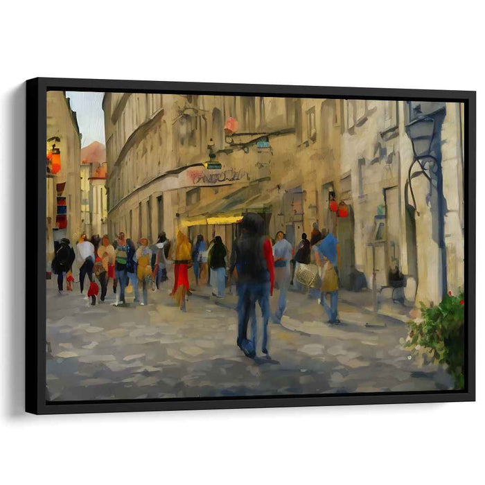 Bustling European Street: A Lively Urban Impression