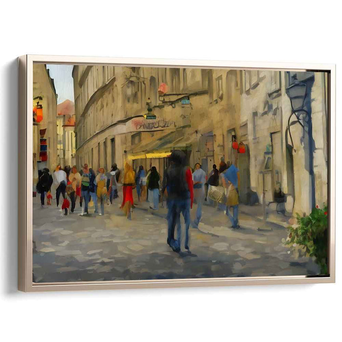 Bustling European Street: A Lively Urban Impression