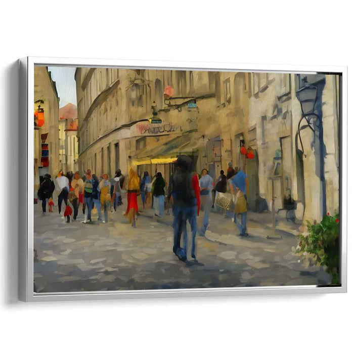 Bustling European Street: A Lively Urban Impression