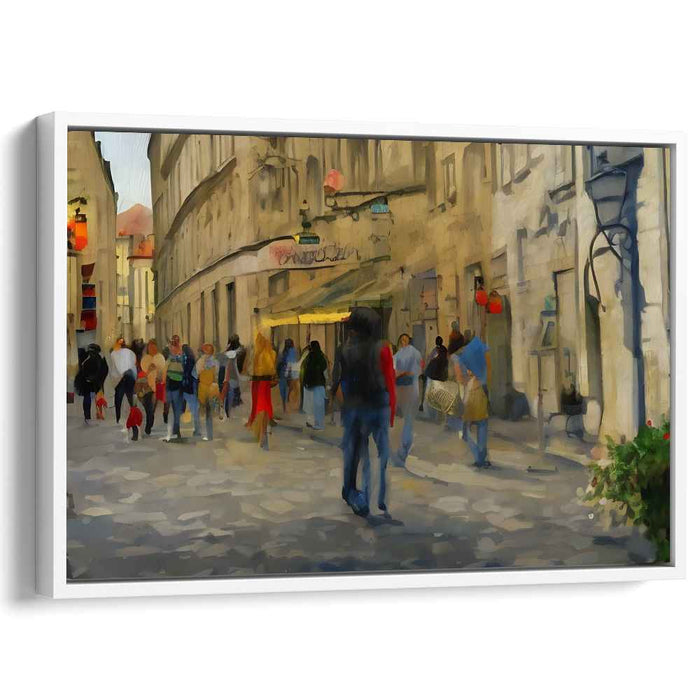 Bustling European Street: A Lively Urban Impression