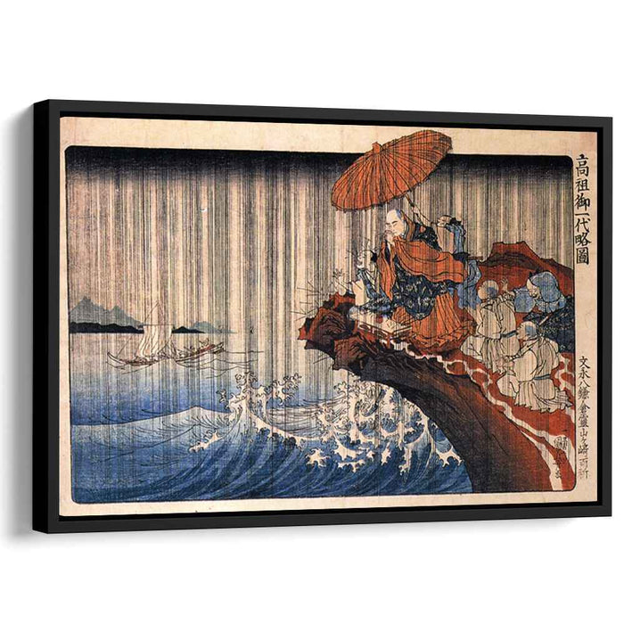 Priest Nichiren praying under the storm by Utagawa Kuniyoshi