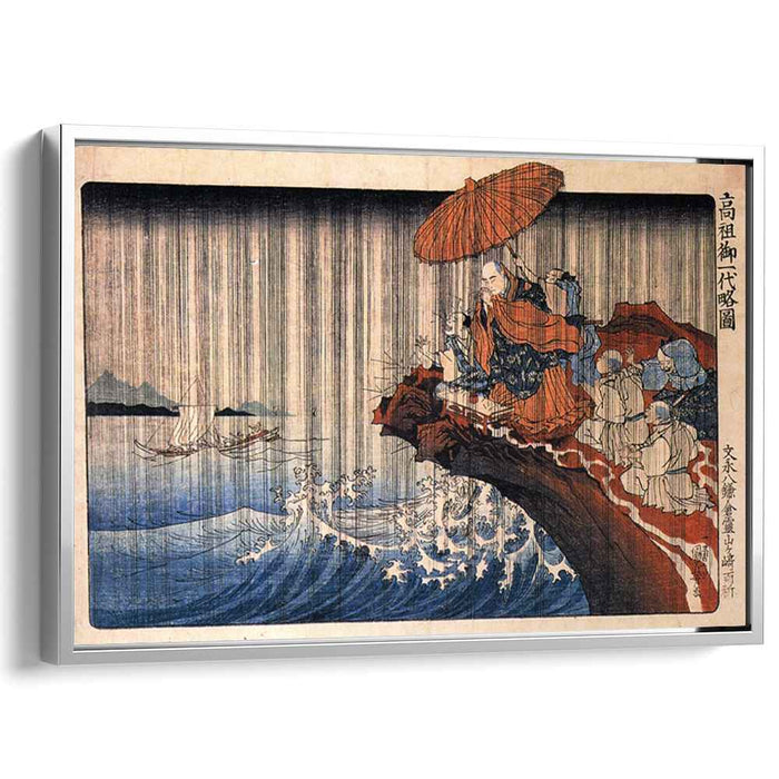 Priest Nichiren praying under the storm by Utagawa Kuniyoshi