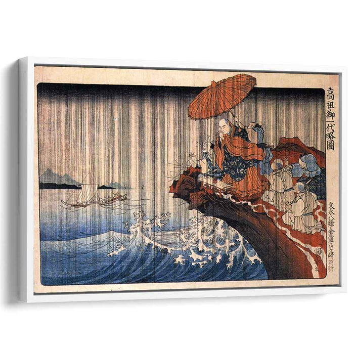 Priest Nichiren praying under the storm by Utagawa Kuniyoshi