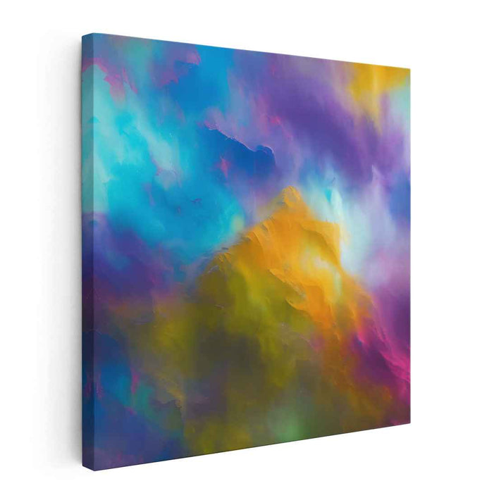 Chromatic Summit Solitude: Abstract Mountain in Vibrant Hues Canvas Art Print