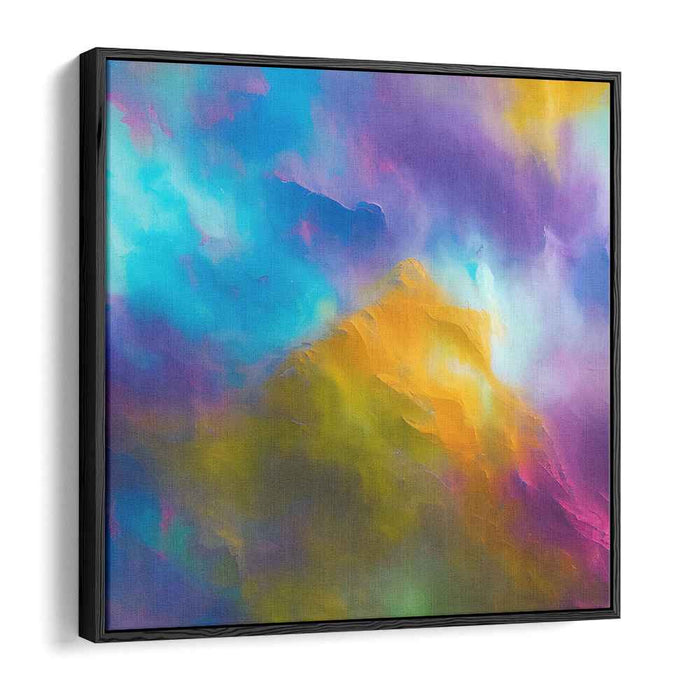 Chromatic Summit Solitude: Abstract Mountain in Vibrant Hues Canvas Art Print
