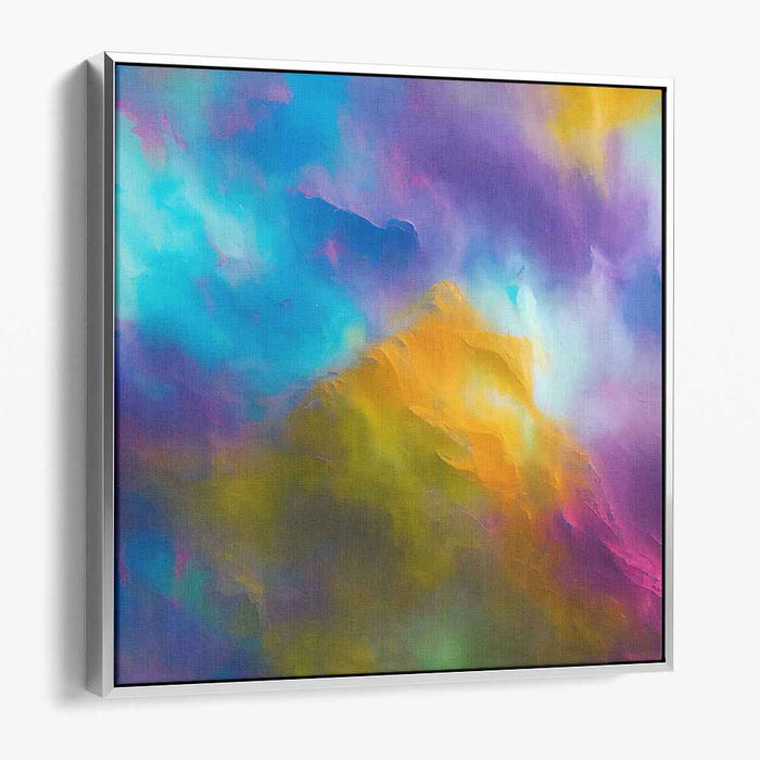 Chromatic Summit Solitude: Abstract Mountain in Vibrant Hues Canvas Art Print