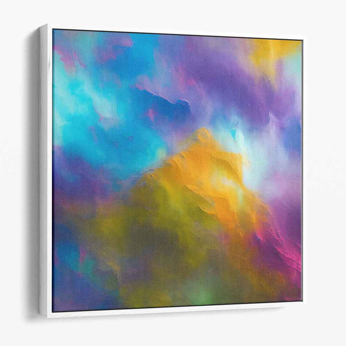 Chromatic Summit Solitude: Abstract Mountain in Vibrant Hues Canvas Art Print