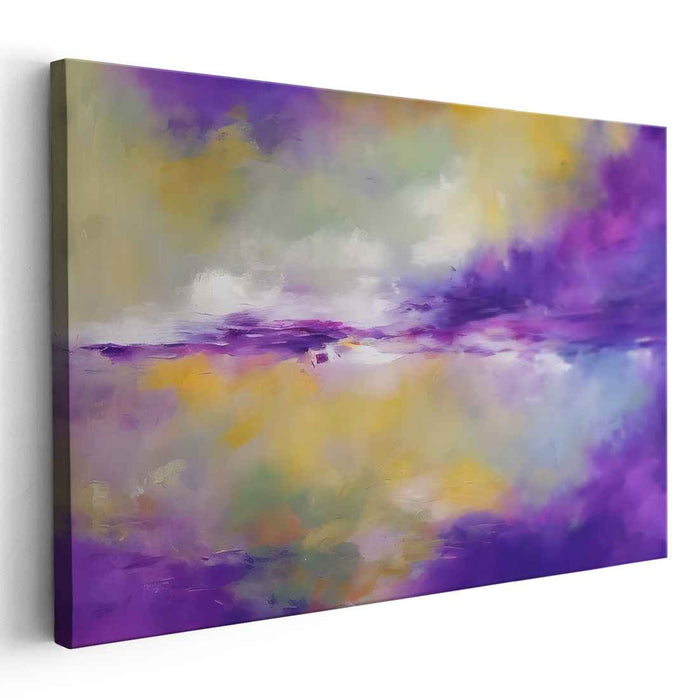 Vivid Harmony Burst Painting: Abstract Expressionist Purple and Yellow Canvas Art Print