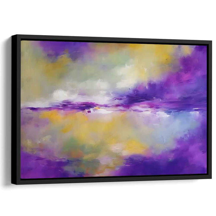 Vivid Harmony Burst Painting: Abstract Expressionist Purple and Yellow Canvas Art Print