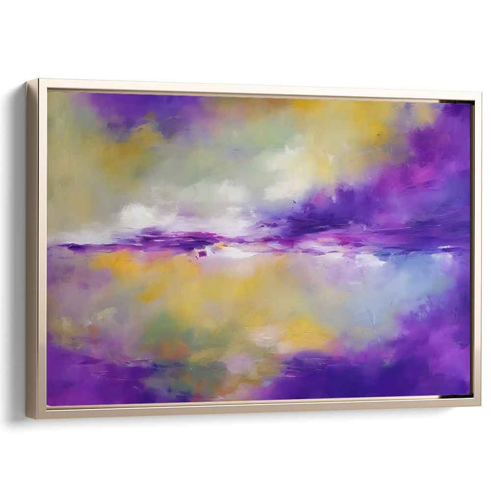 Vivid Harmony Burst Painting: Abstract Expressionist Purple and Yellow Canvas Art Print