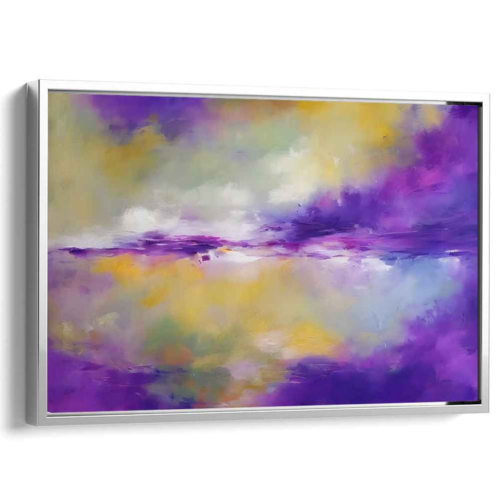 Vivid Harmony Burst Painting: Abstract Expressionist Purple and Yellow Canvas Art Print