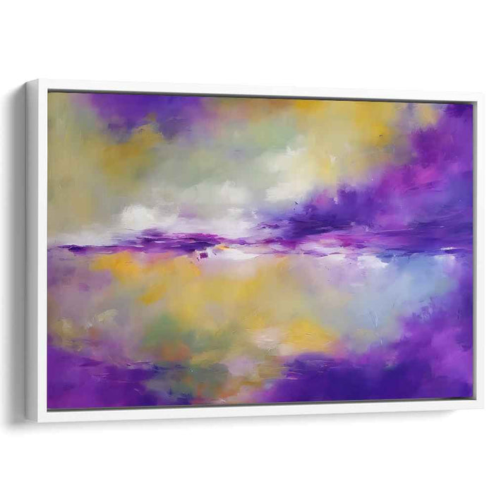 Vivid Harmony Burst Painting: Abstract Expressionist Purple and Yellow Canvas Art Print