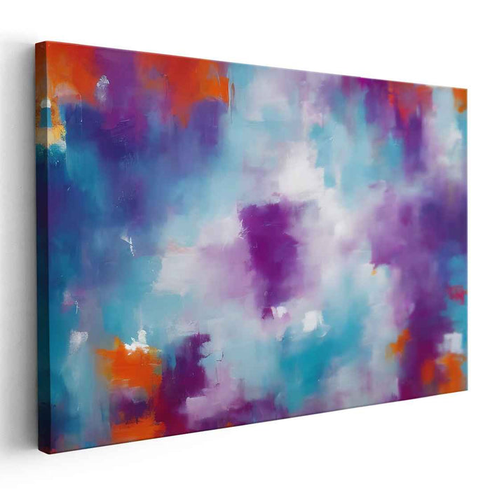 Cosmic Hues Convergence: Abstract Expressionist Blue and Purple Canvas Art Print