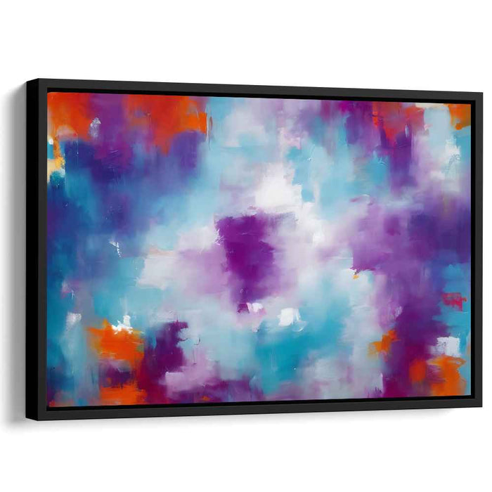 Cosmic Hues Convergence: Abstract Expressionist Blue and Purple Canvas Art Print