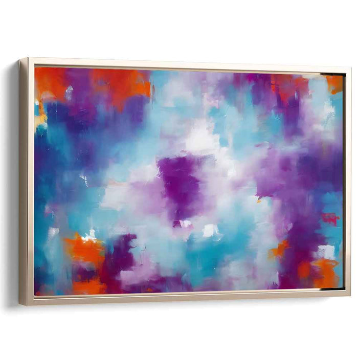 Cosmic Hues Convergence: Abstract Expressionist Blue and Purple Canvas Art Print