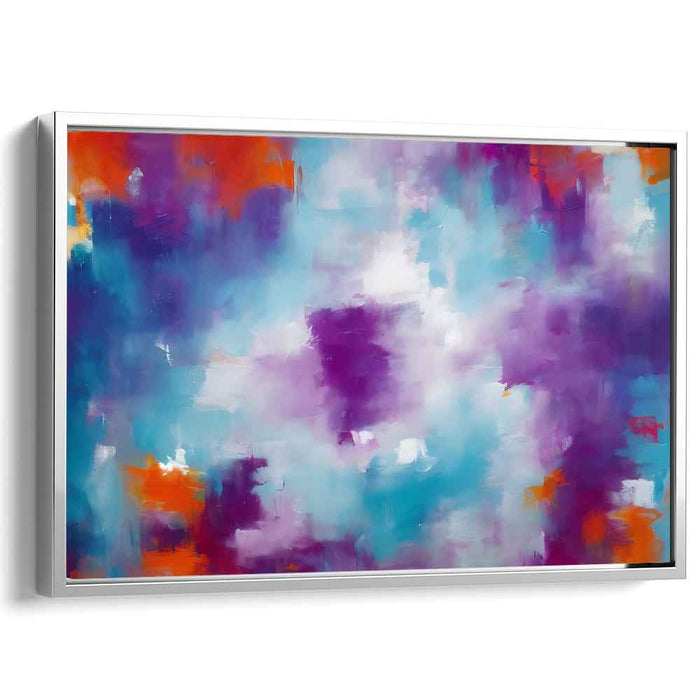 Cosmic Hues Convergence: Abstract Expressionist Blue and Purple Canvas Art Print