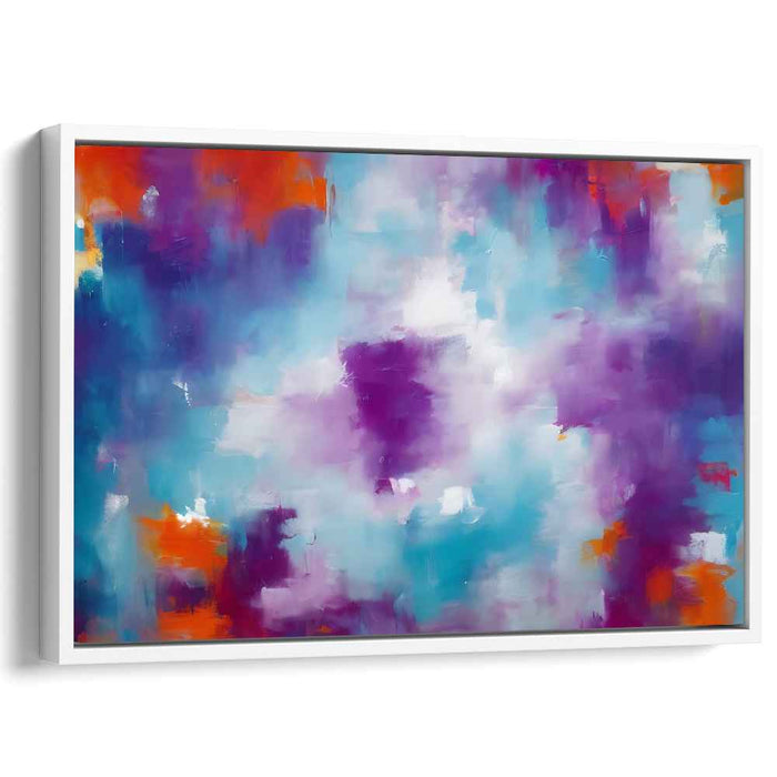 Cosmic Hues Convergence: Abstract Expressionist Blue and Purple Canvas Art Print