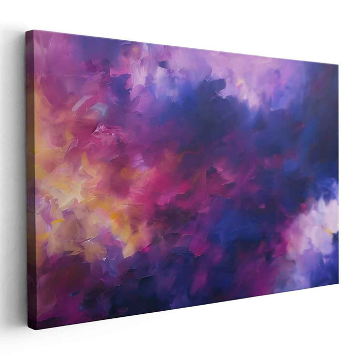 Soulful Cosmos Blur: Abstract Expressionist Purple and Blue Canvas Art Print
