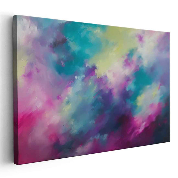 Nebulous Dreams: Abstract Expressionist Teal and Magenta Canvas Art Print