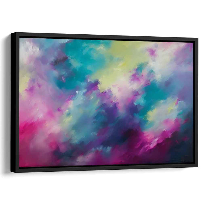 Nebulous Dreams: Abstract Expressionist Teal and Magenta Canvas Art Print