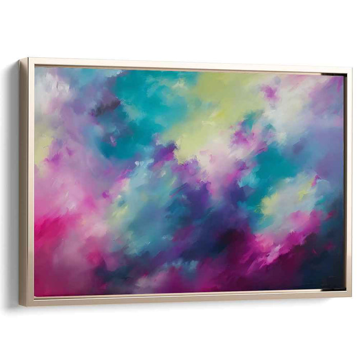 Nebulous Dreams: Abstract Expressionist Teal and Magenta Canvas Art Print
