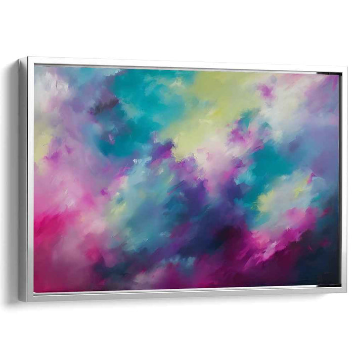 Nebulous Dreams: Abstract Expressionist Teal and Magenta Canvas Art Print