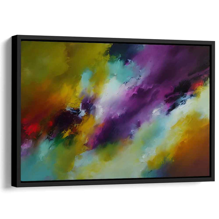 Gilded Plum Abstract Symphony: Abstract Expressionist Purple and Gold Canvas Art
