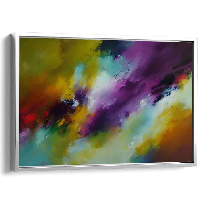 Gilded Plum Abstract Symphony: Abstract Expressionist Purple and Gold Canvas Art