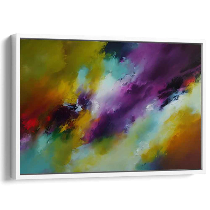 Gilded Plum Abstract Symphony: Abstract Expressionist Purple and Gold Canvas Art