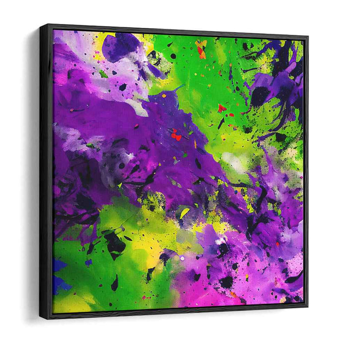Chromatic Impulses Collide: Abstract Expressionist Green and Purple Canvas Art Print