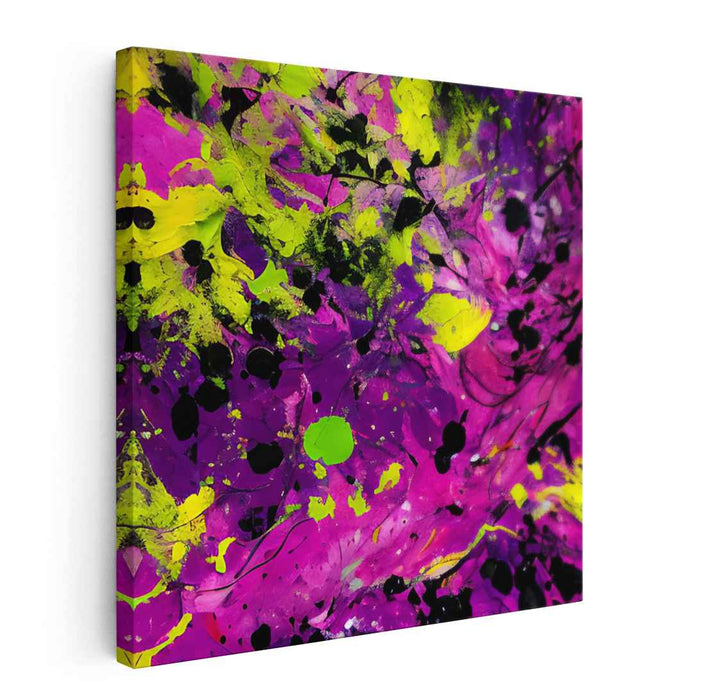 Neon Euphoria: Abstract Expressionist Vibrant Magenta and Yellow Canvas Art Print