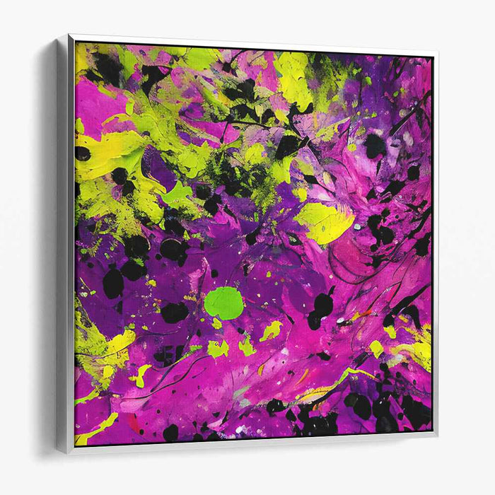 Neon Euphoria: Abstract Expressionist Vibrant Magenta and Yellow Canvas Art Print