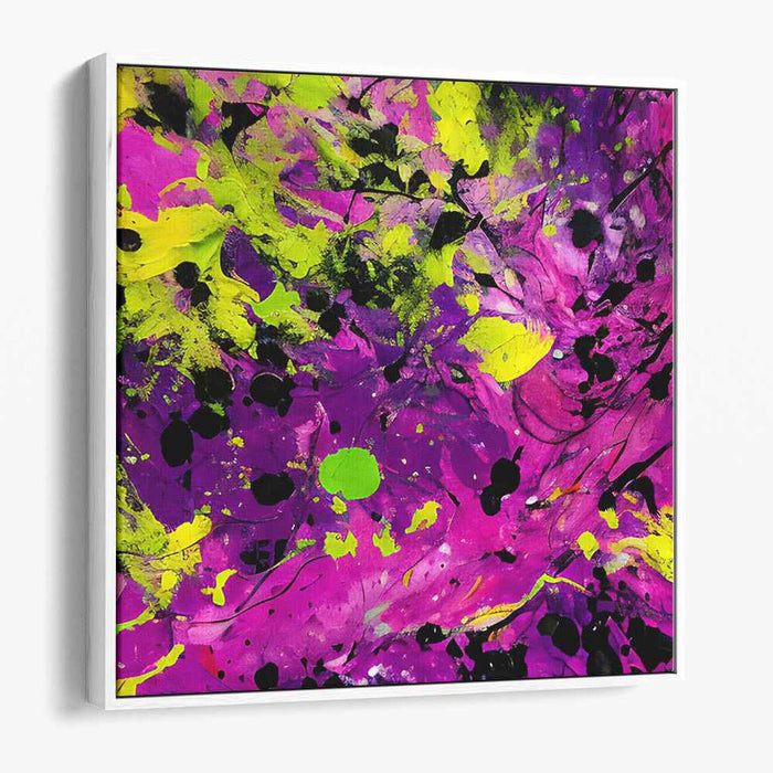 Neon Euphoria: Abstract Expressionist Vibrant Magenta and Yellow Canvas Art Print