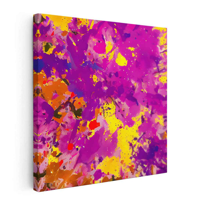 Vivid Joy Soaked Canvas: Abstract Expressionist Magenta and Yellow Canvas Art Print