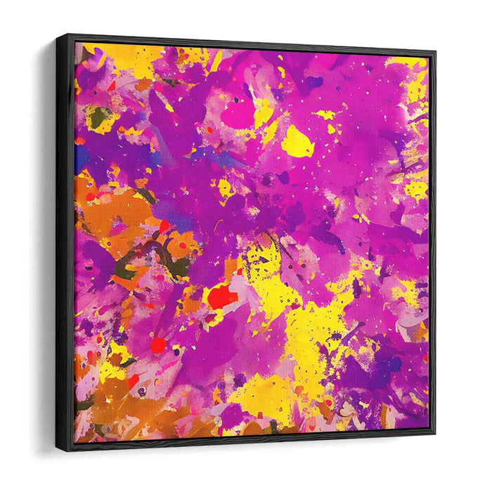 Vivid Joy Soaked Canvas: Abstract Expressionist Magenta and Yellow Canvas Art Print